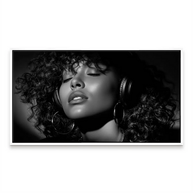 Monochrome fashion portrait suitable for living room or creative studio decor.