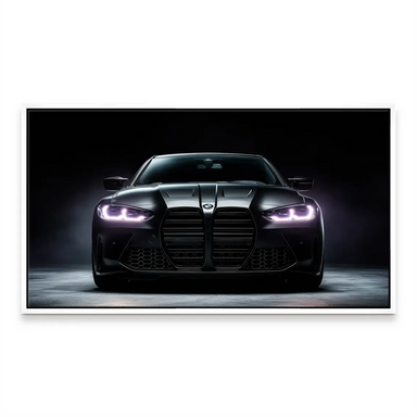 Black BMW M4 art print ideal for living rooms or workspaces