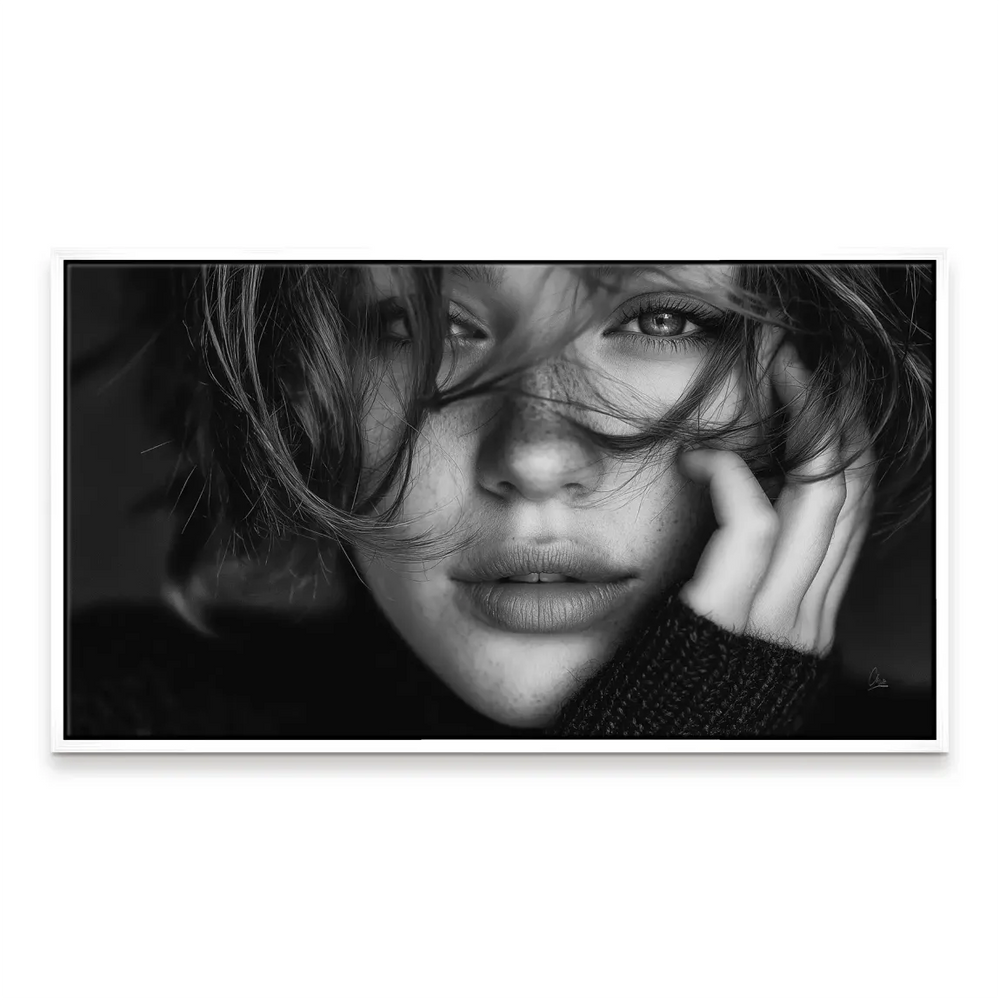 Elegant grayscale portrait print for modern minimalist decor