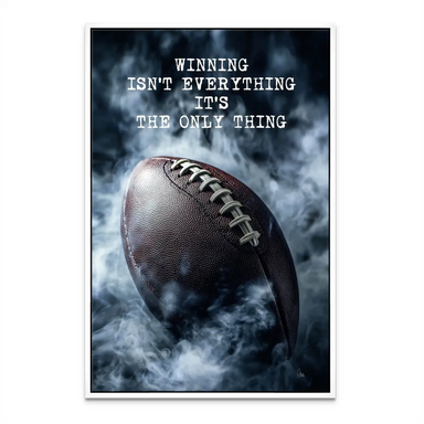 Contemporary canvas print for sports fans featuring a football and dramatic typography.