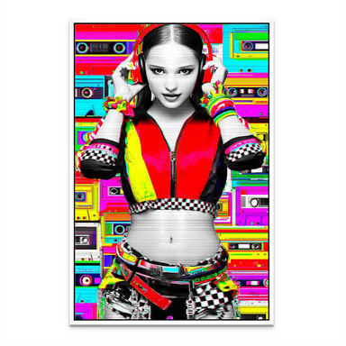 Statement art piece for living room or studio with magenta, cyan, and yellow highlights.