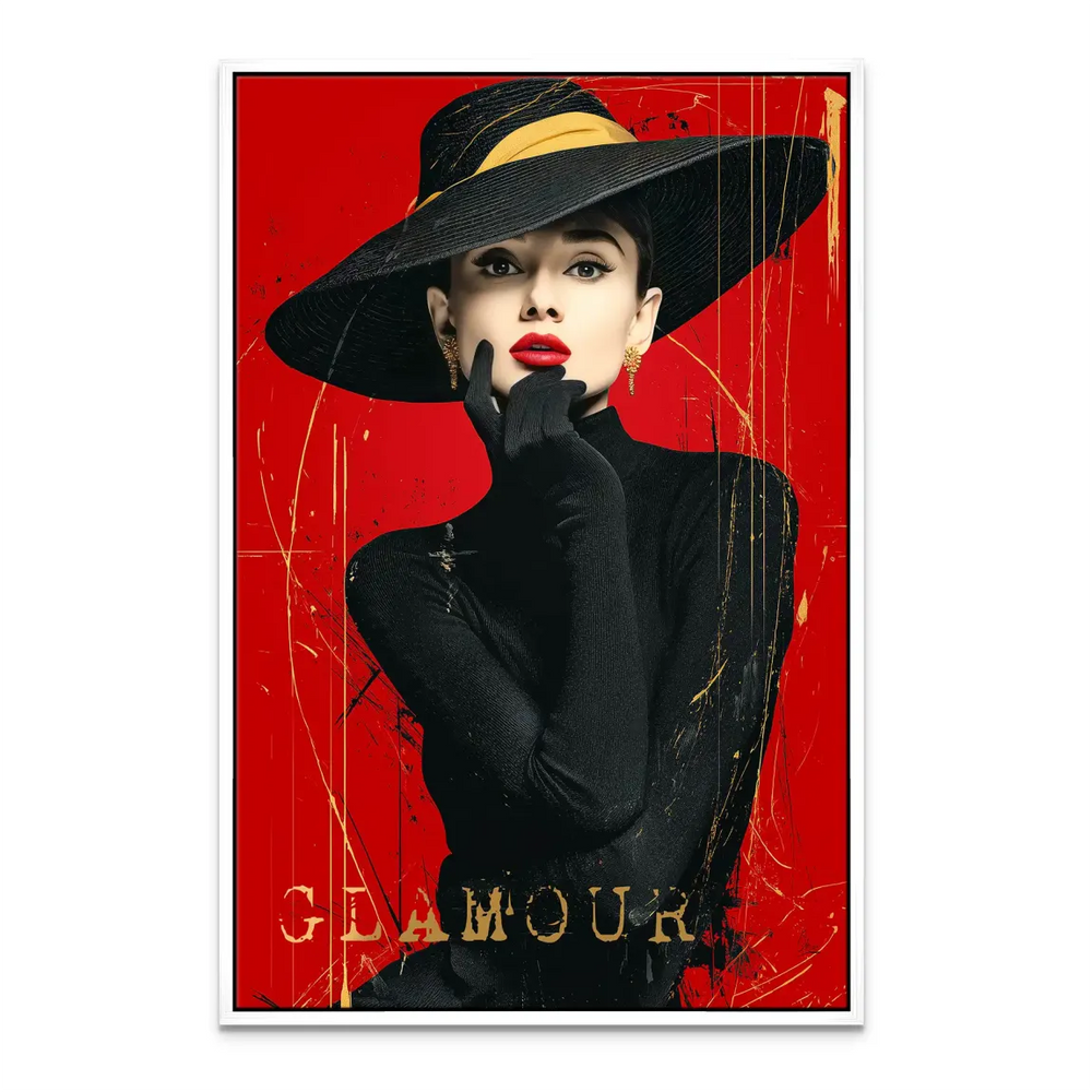 Audrey Hepburn Red Glamour Pop Art Canvas Wall Art - Image 7