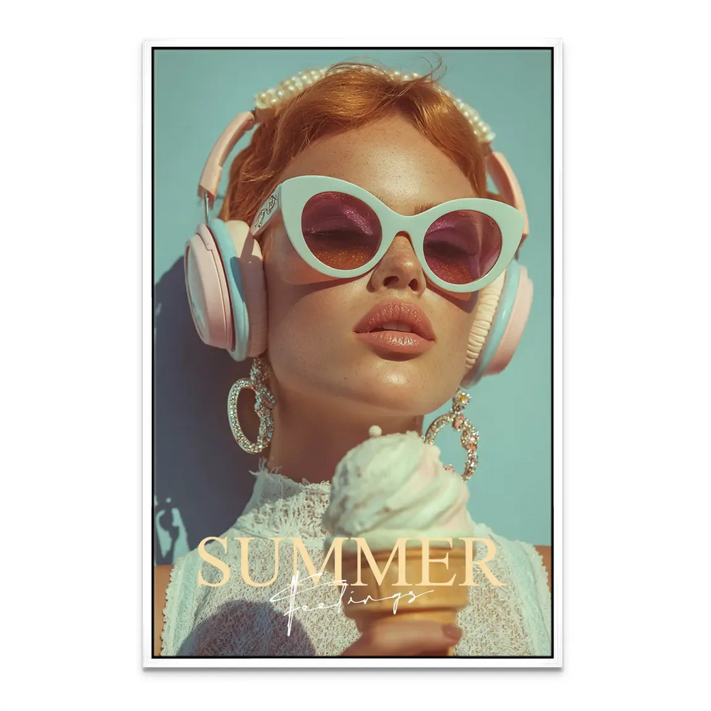 Summer Feeling Fashion Portrait Canvas Wall Art - Pastel Pop Art - Image 6