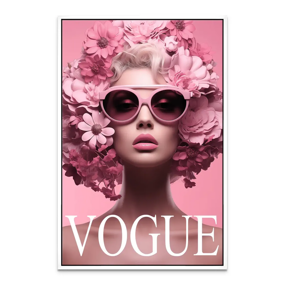 Elegant pink Vogue-inspired wall art for stylish interiors