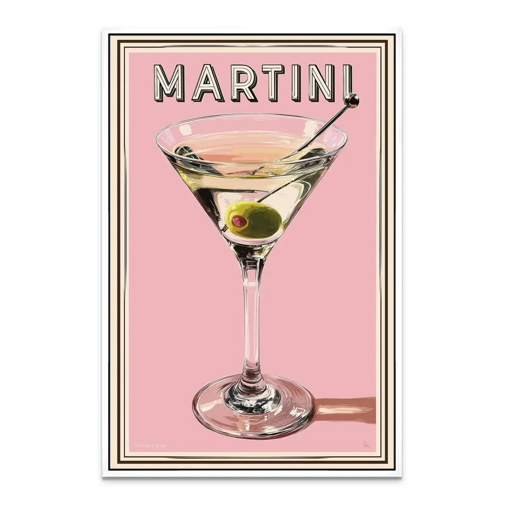Vintage Martini pop art wall art showing full composition.