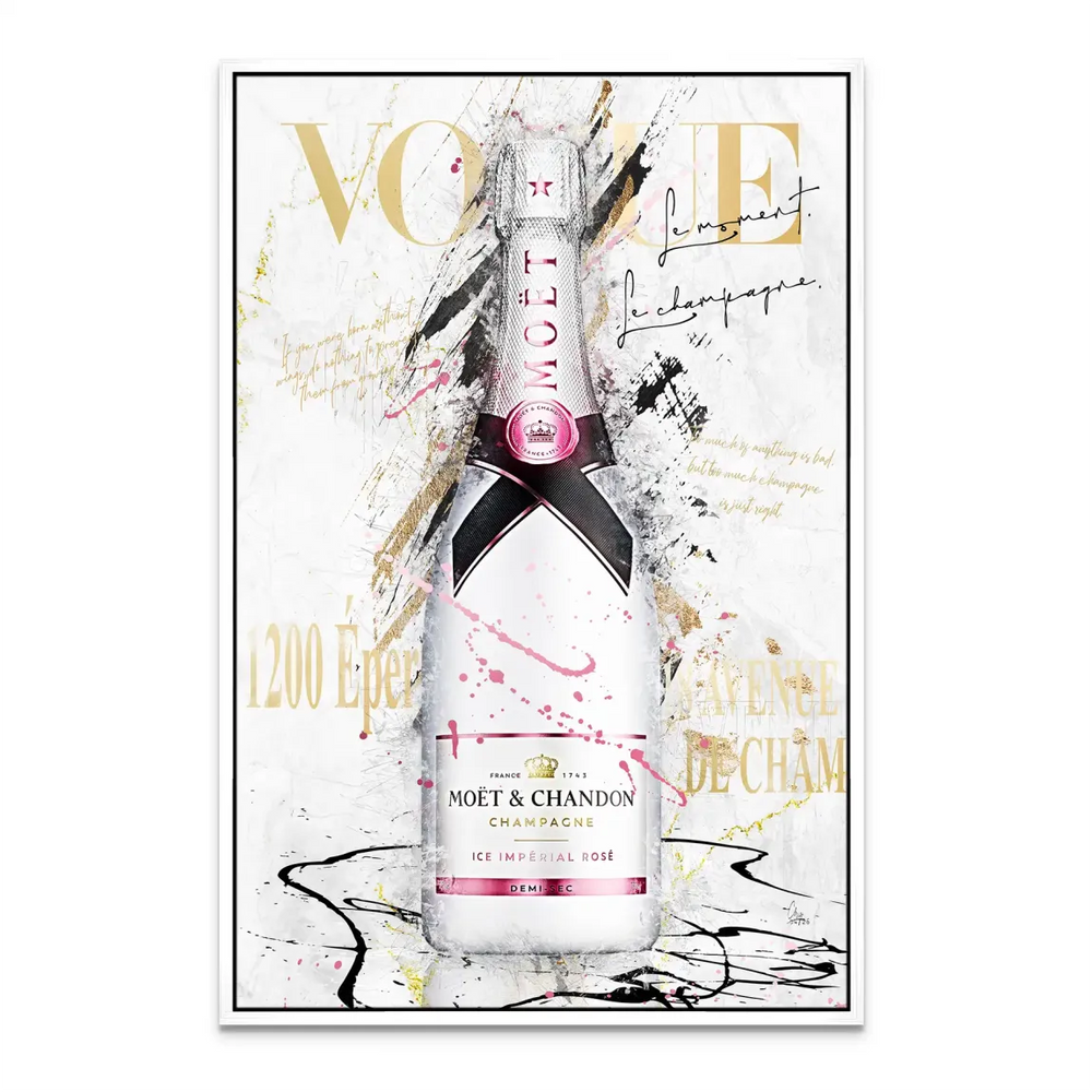 Champagne Glam art print ideal for living rooms and home bars in contemporary decor.