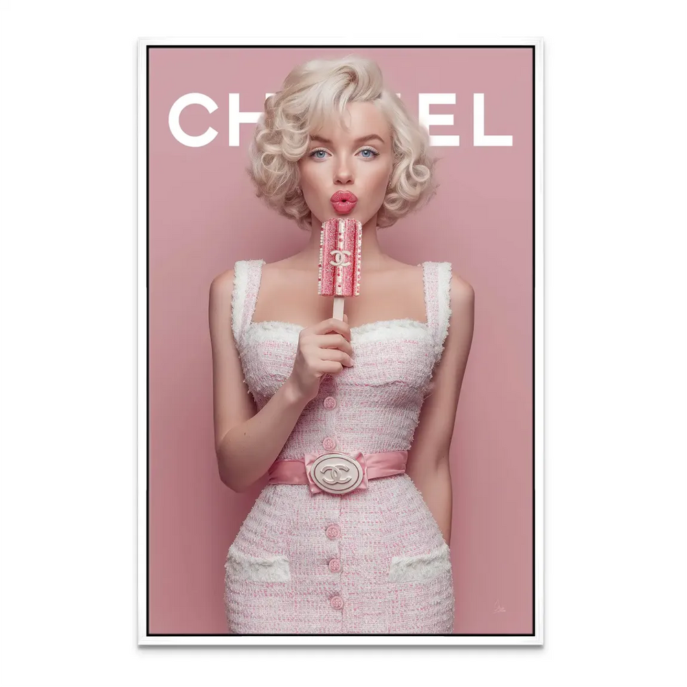 Elegant pink tones and luxurious fashion vibes in a canvas wall art.