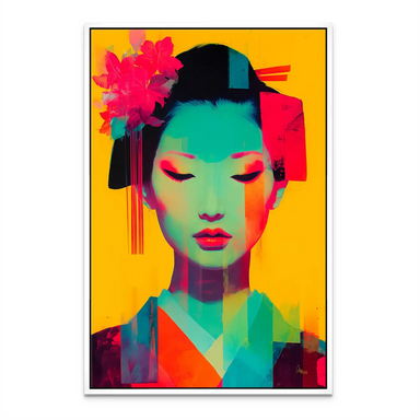 Geisha Neon Pop Canvas Art - Abstract Pop Art Wall Art - Image 8