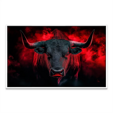 Red bull wildlife canvas shown with a white frame finish