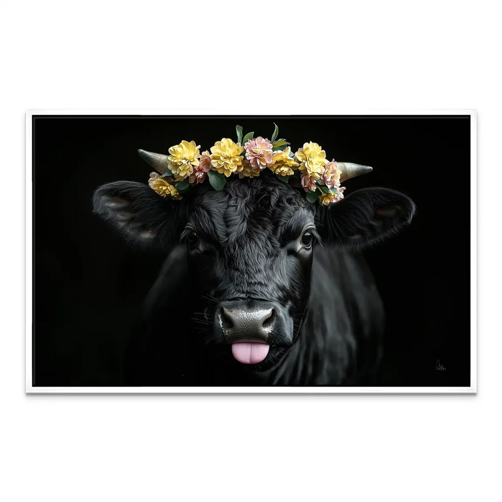 Flowery Cow Canvas Art - Whimsical Cow with Flower Crown - Image 8