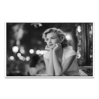 Timeless Marilyn Monroe canvas art with vintage cinema aesthetic and night scenery.