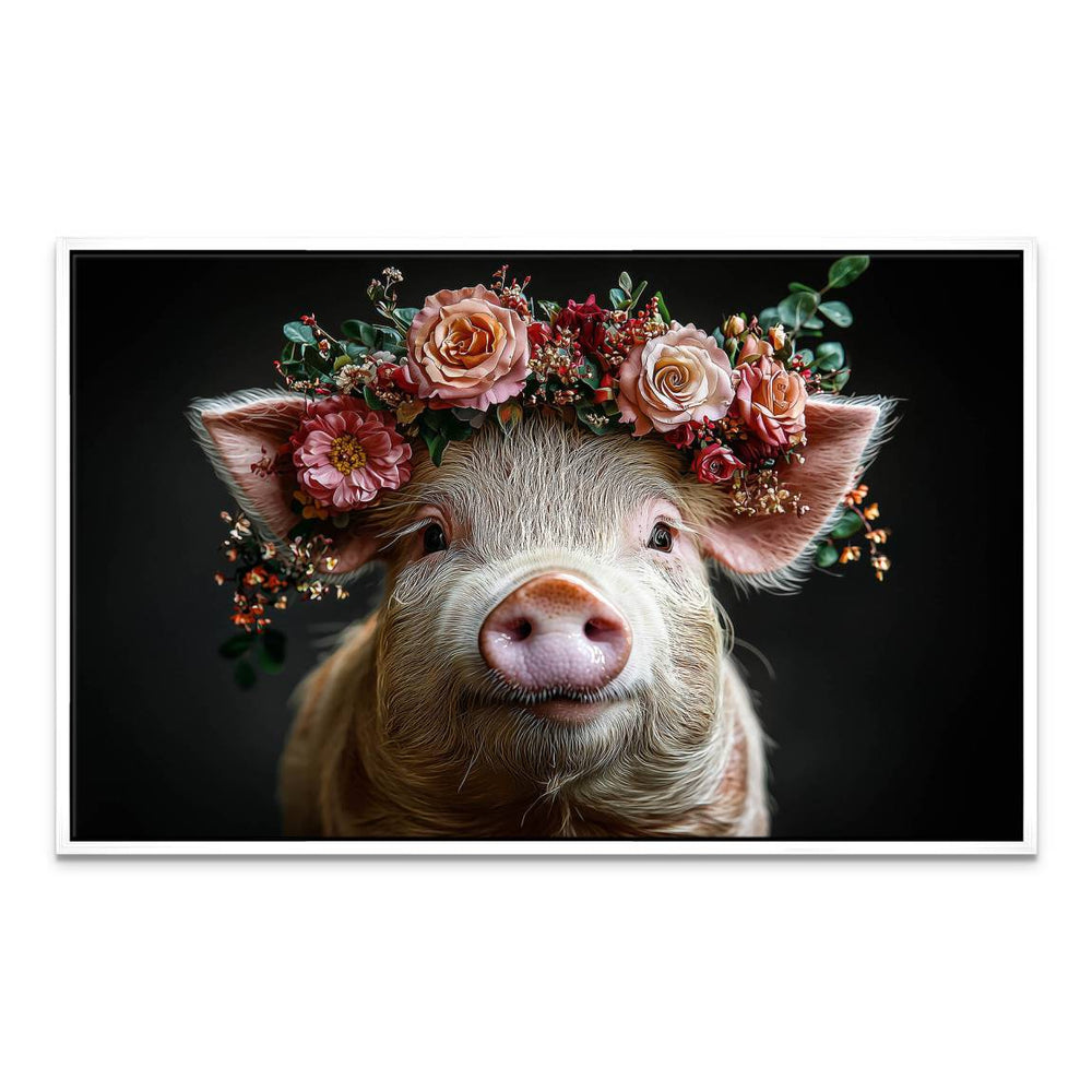 Piglet with Floral Crown Canvas Art - Image 8