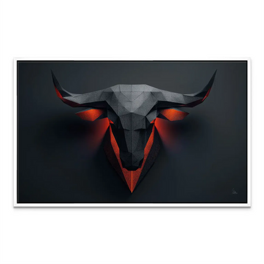 Elegant bull head wall art with angular facets and glow accents