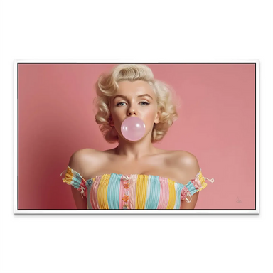 Edge detail of the Marilyn Monroe Pop Art canvas highlighting bright colors and glossy finish