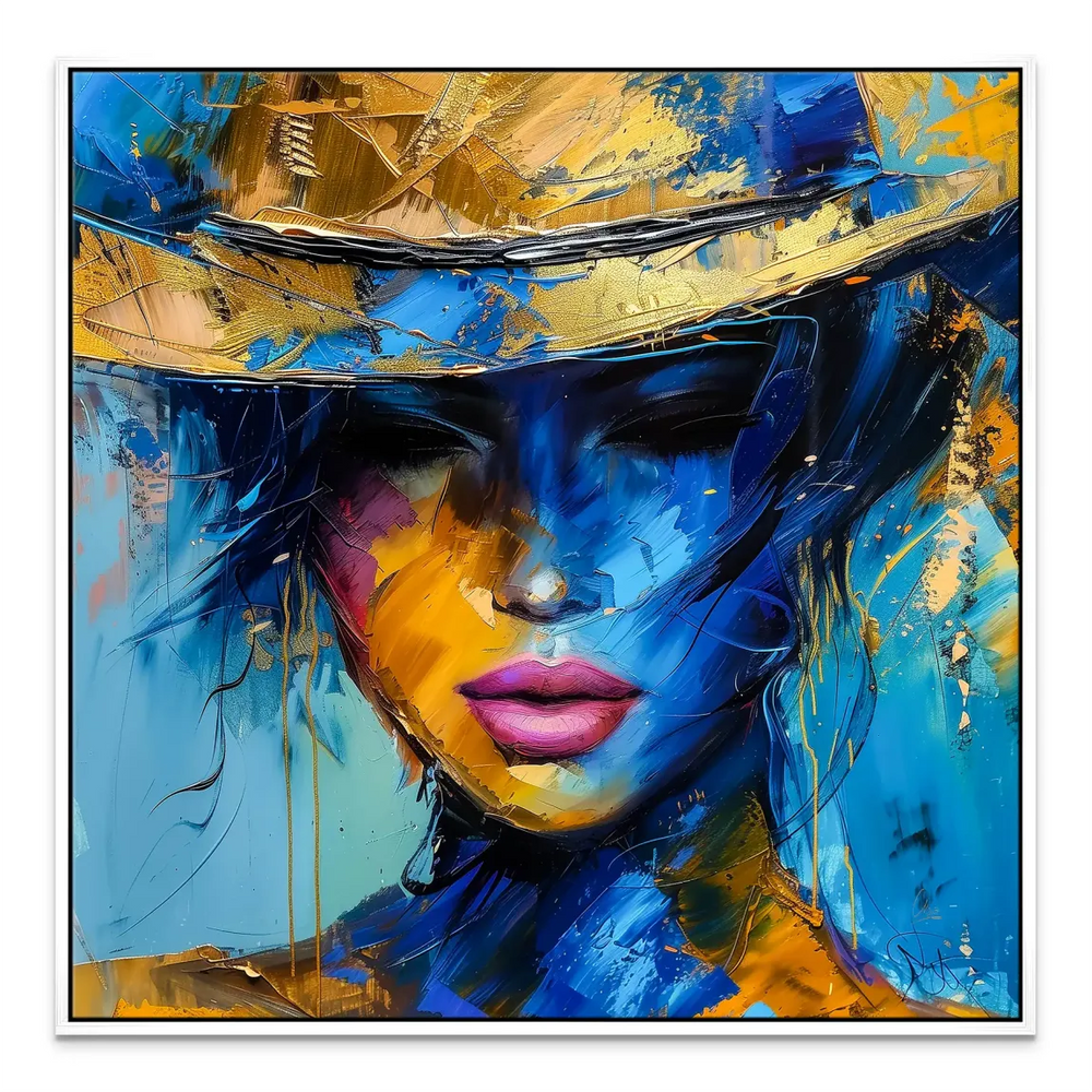Artistic wall decor of a mysterious woman, suitable for living rooms and creative spaces.