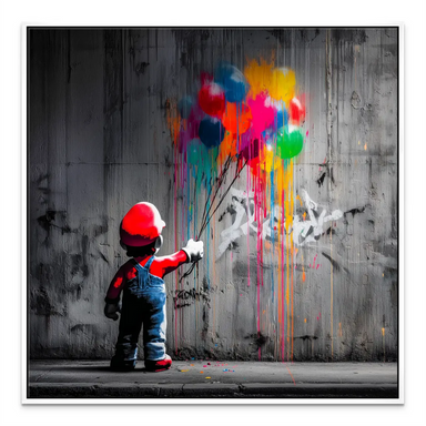 Square canvas wall art blending pop culture and street art for modern decor