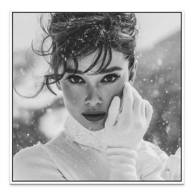 Audrey Hepburn Snow Portrait Canvas Print - Image 6