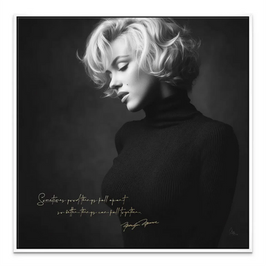 Sophisticated Marilyn Monroe quote canvas displayed on a chic living room wall