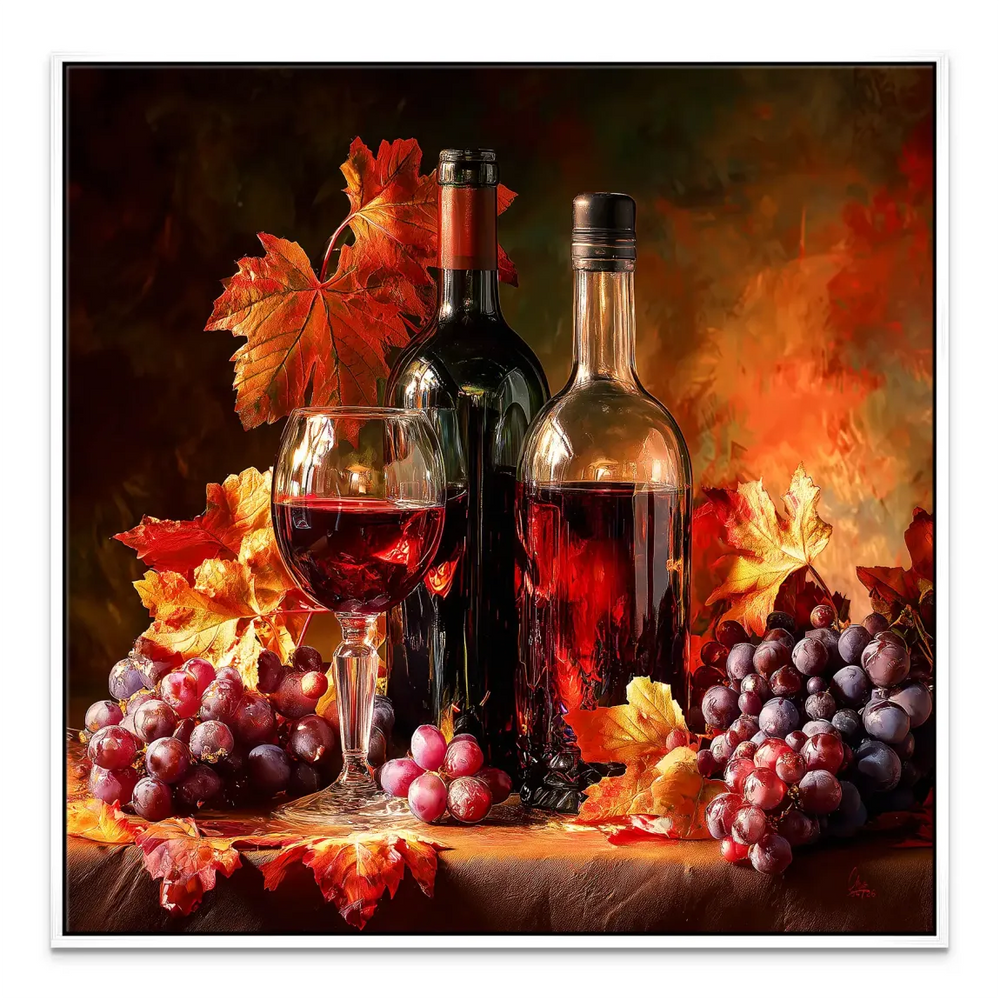 Classic art style canvas print suitable for kitchen or wine cellar decor.