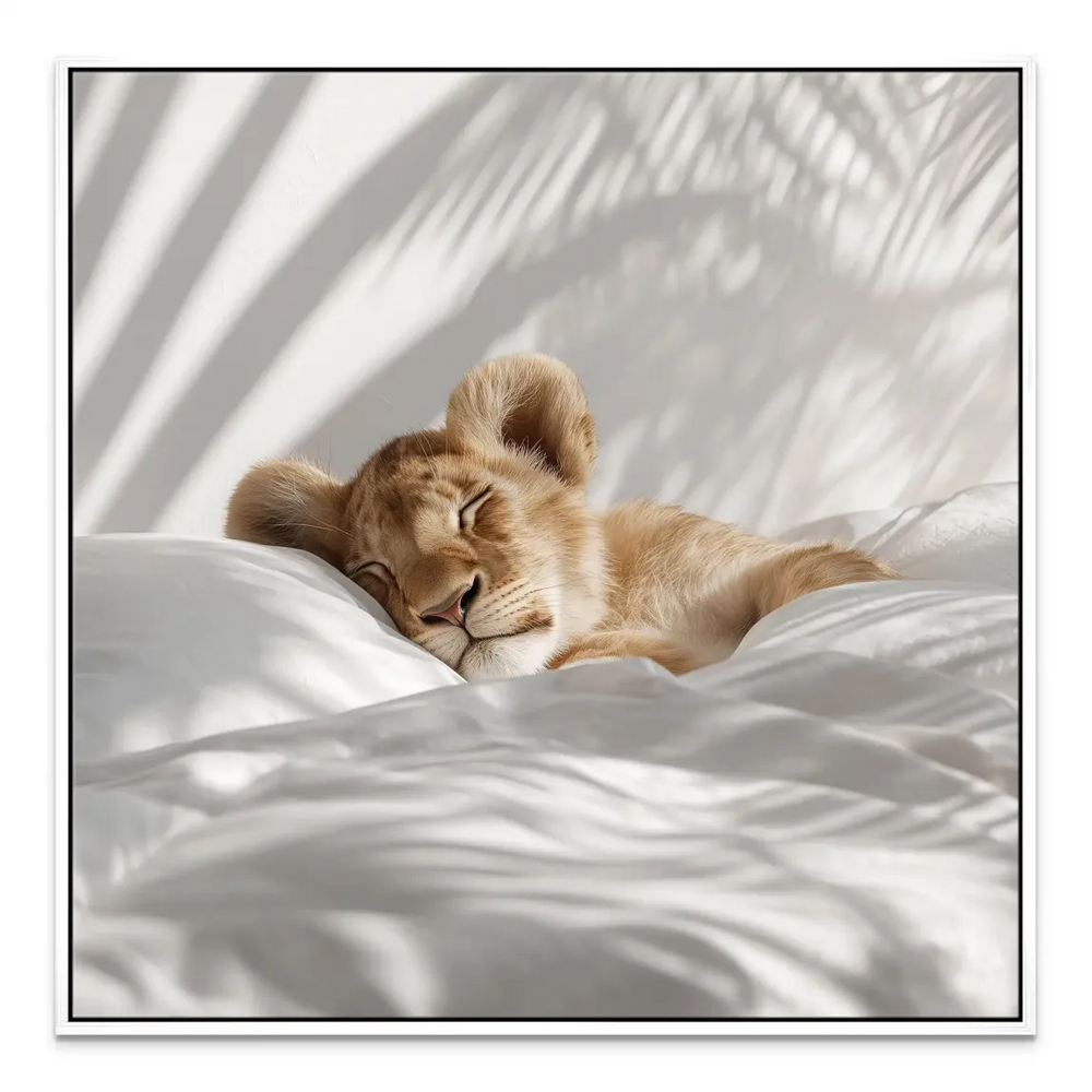 Sleeping Lion Cub Canvas Art - Soft Nursery Wall Art - Image 8