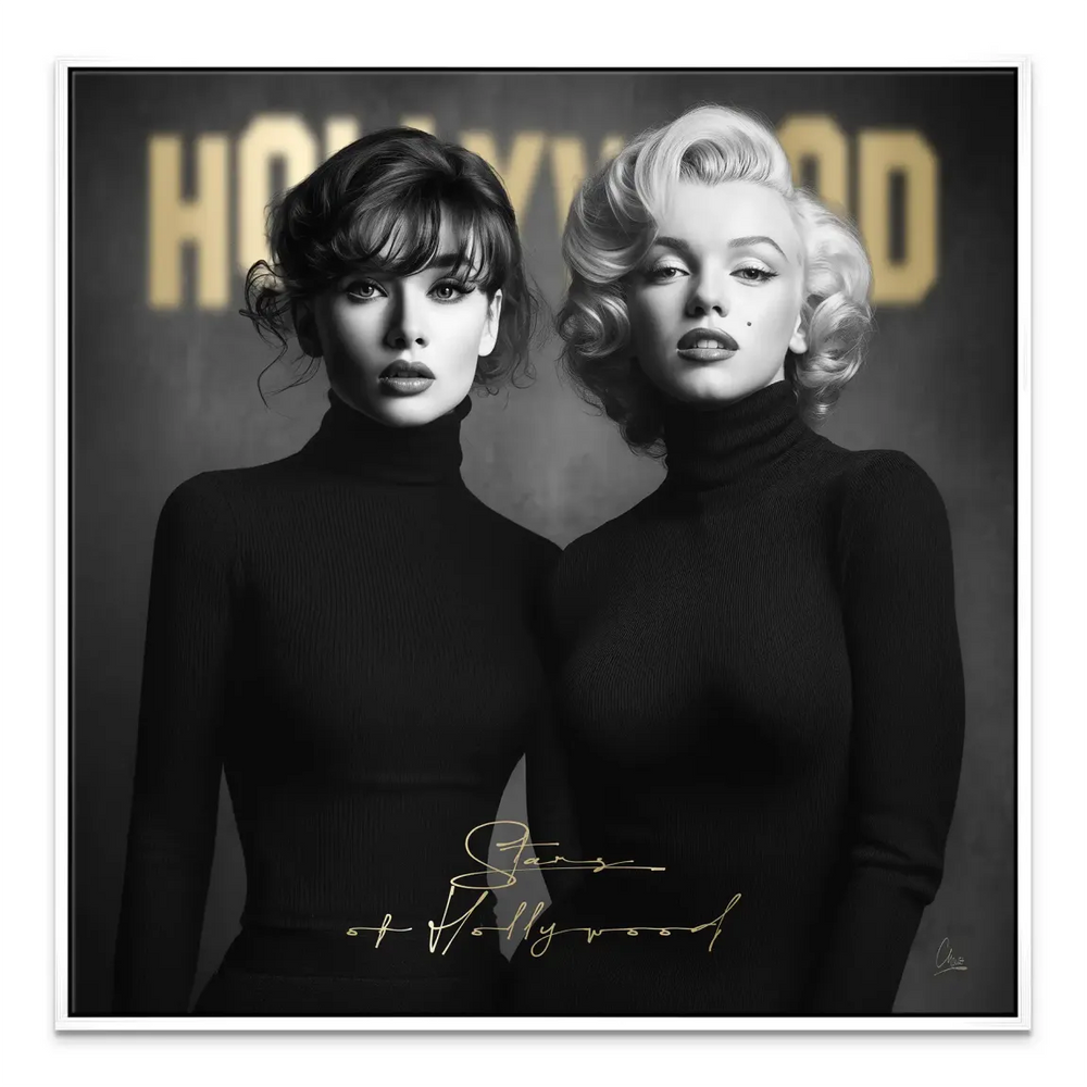 Luxurious black-and-white portrait art for office or bedroom.