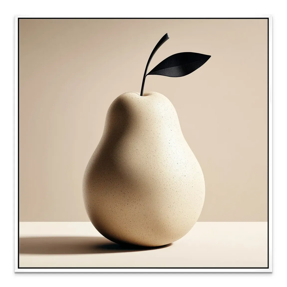 Sophisticated still life pear canvas picture with neutral tones