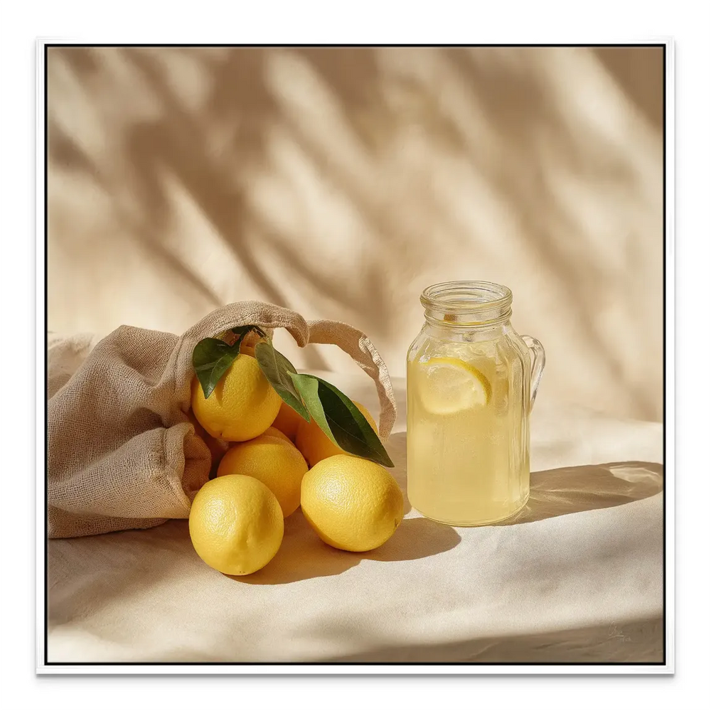 Neutral palette still life photography emphasizing lemons