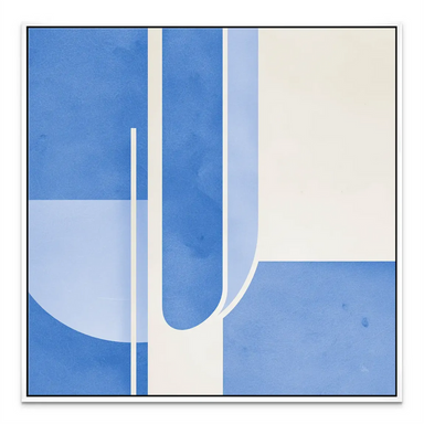 Blue geometric canvas art for modern minimalist interiors