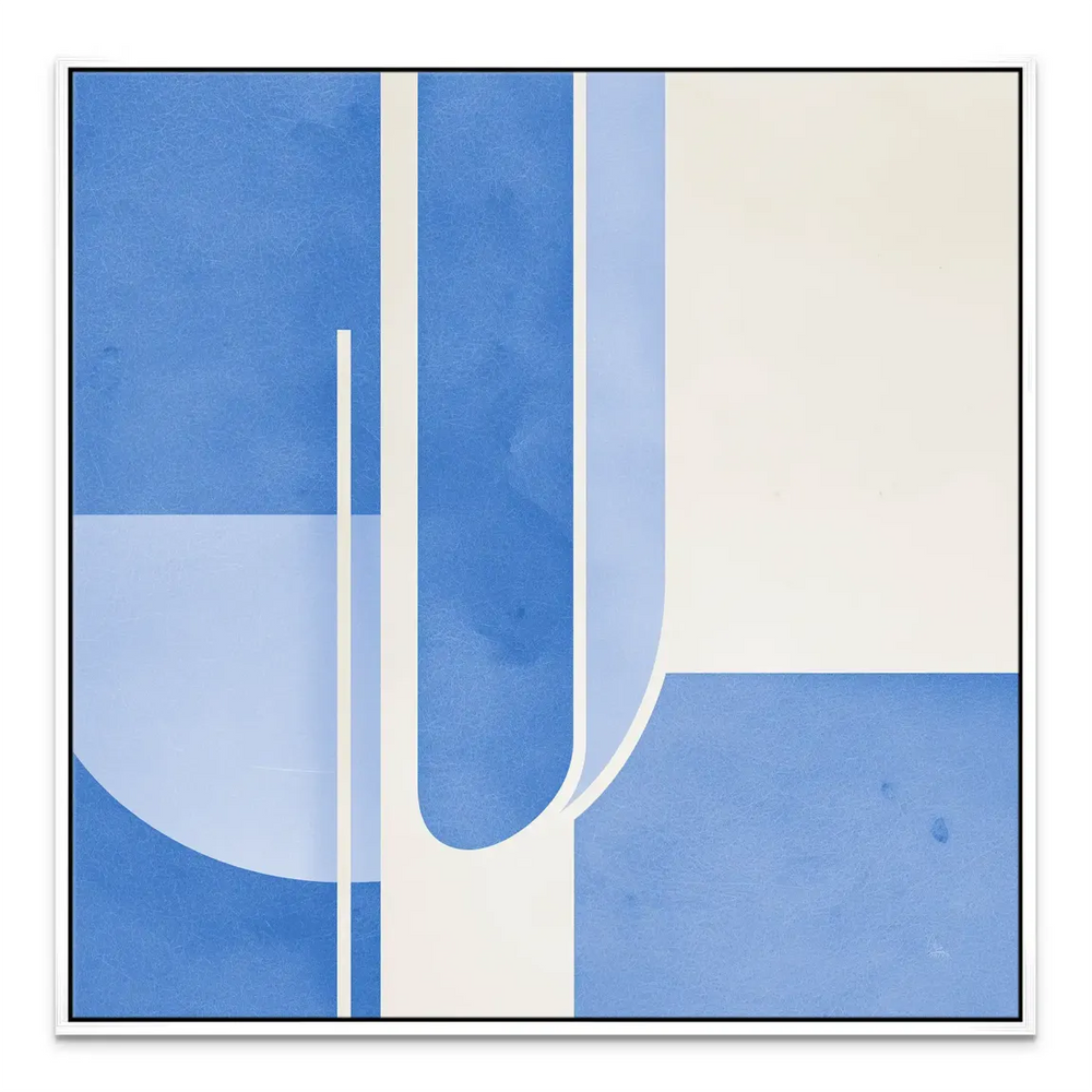 Blue geometric canvas art for modern minimalist interiors