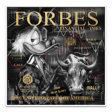 Scrooge McDuck Wall Street Black Gold Pop Art Canvas Print Wall Art - Image 6