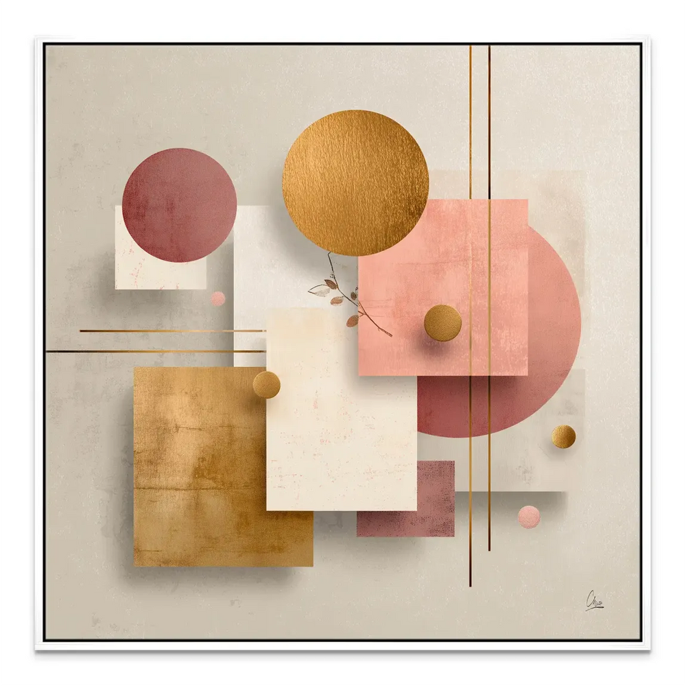 Golden Geometry Canvas Wall Art - Abstract Geometric Modern Print - Image 7