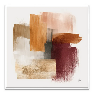 Layered abstract composition conveying warmth and movement