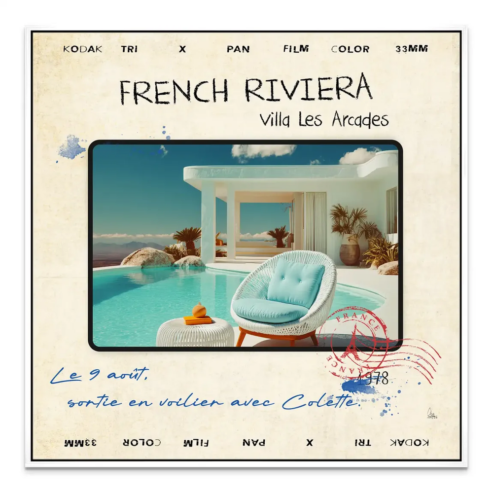 Abstract-inspired vintage wall art with seaside colors and retro vibes