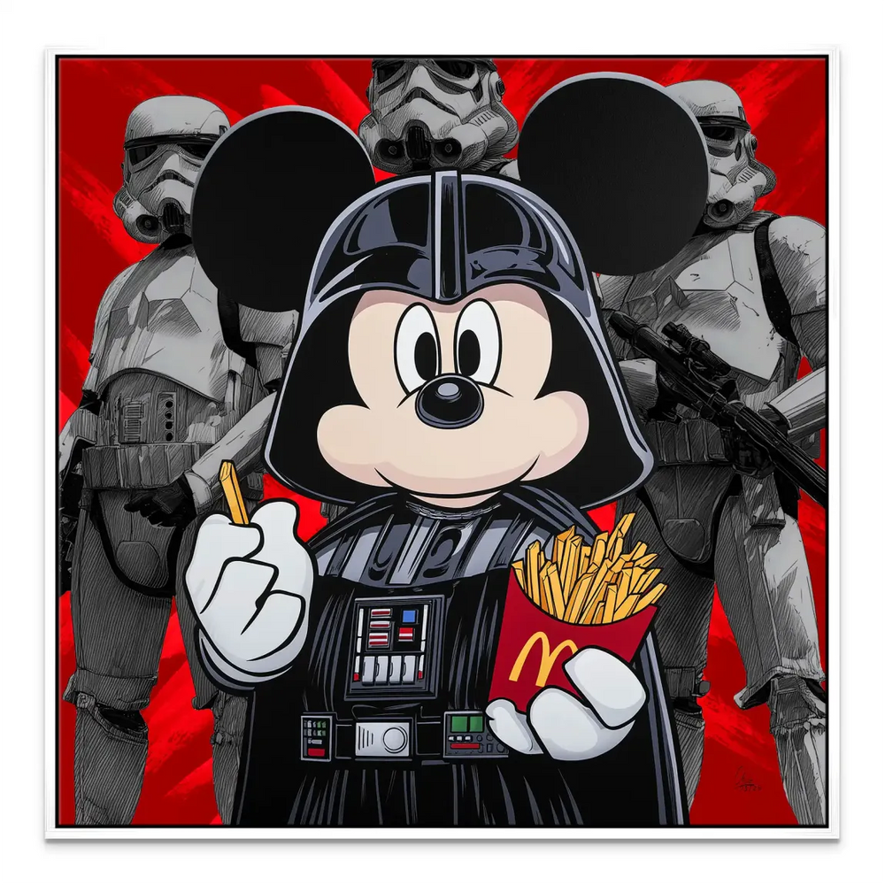 Iconic character mashup in a humorous pop culture artwork.