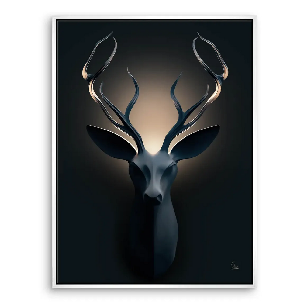 Symmetrical deer head canvas art for sophisticated interior decor