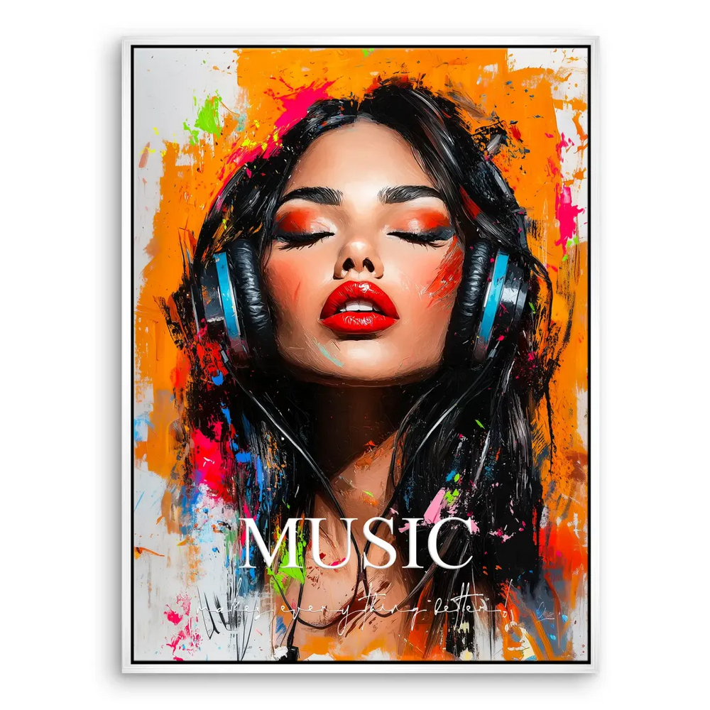 Music Soul Canvas Wall Art - Pop Art Portrait with Neon Color Splashes - Image 5