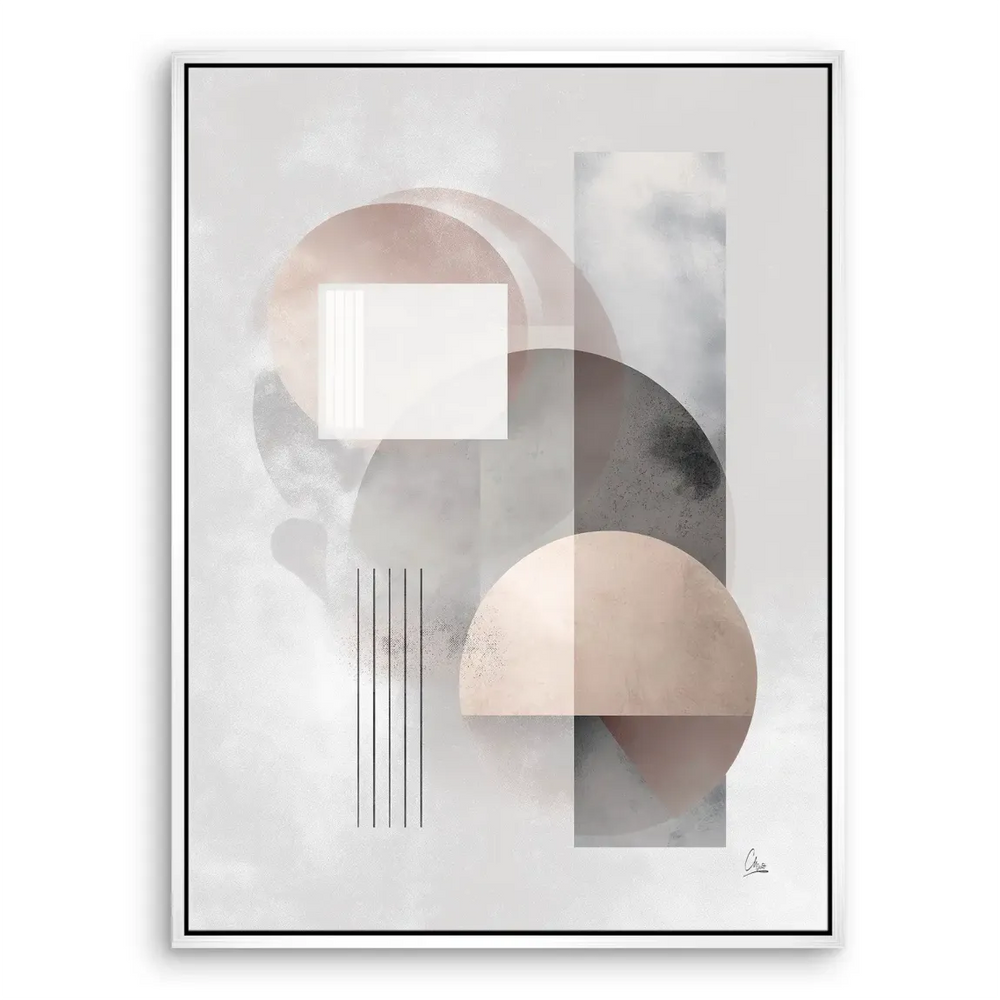 Full view of Soft Circles canvas print showing a balanced geometric layout against a plain backdrop.