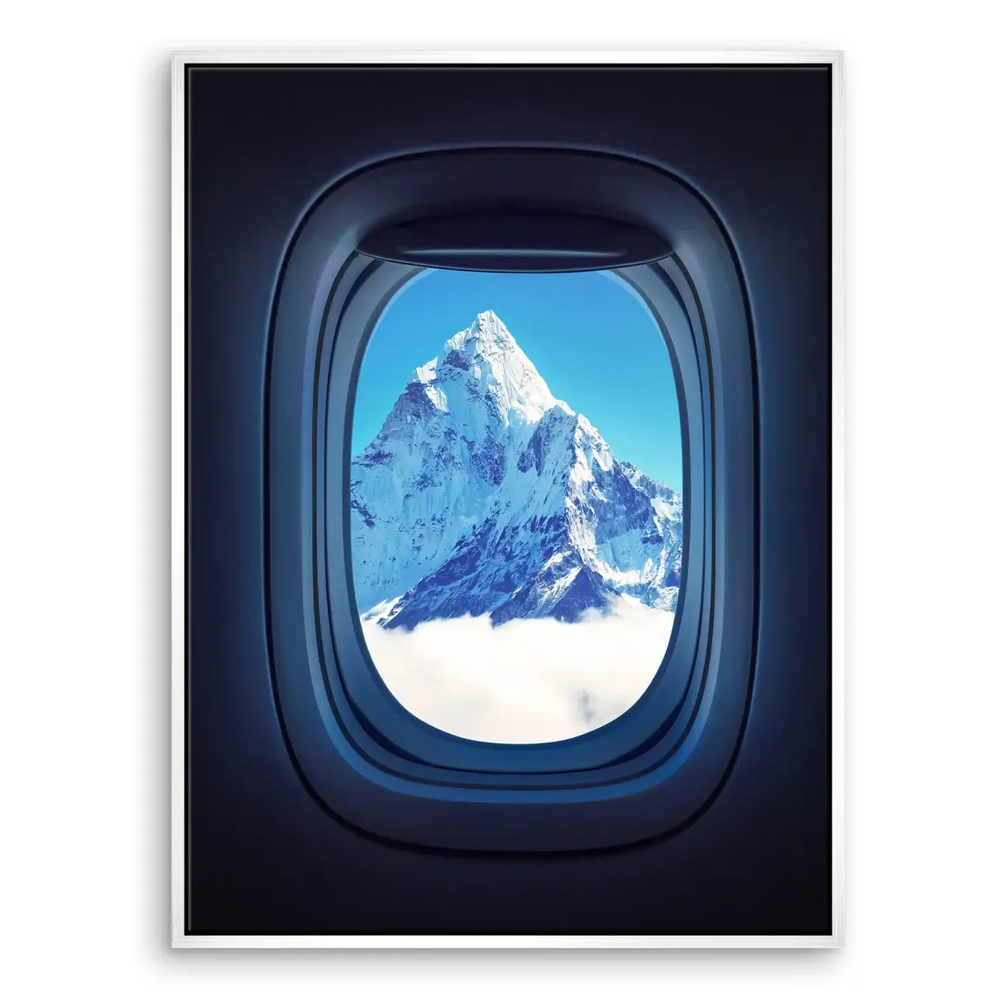 Blue skies and icy mountains in a Mount Everest wall art canvas