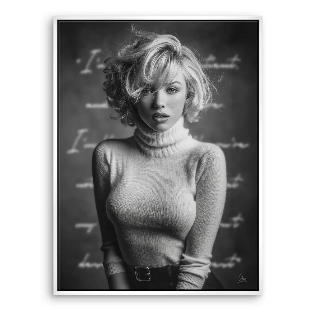 Vintage fashion wall art featuring a timeless actress in monochrome