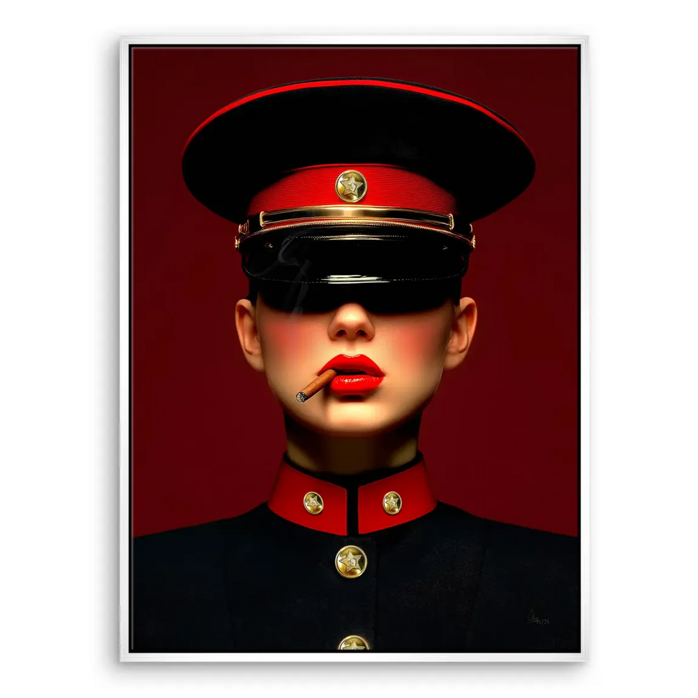 Pop art fashion woman portrait displayed in a contemporary interior.