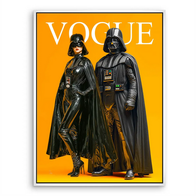 Vibrant wall art featuring Star Wars characters as pop art fashion icons on a vivacious yellow background.