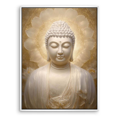 Golden Buddha canvas wall art ideal for meditation spaces, living rooms, or bedrooms