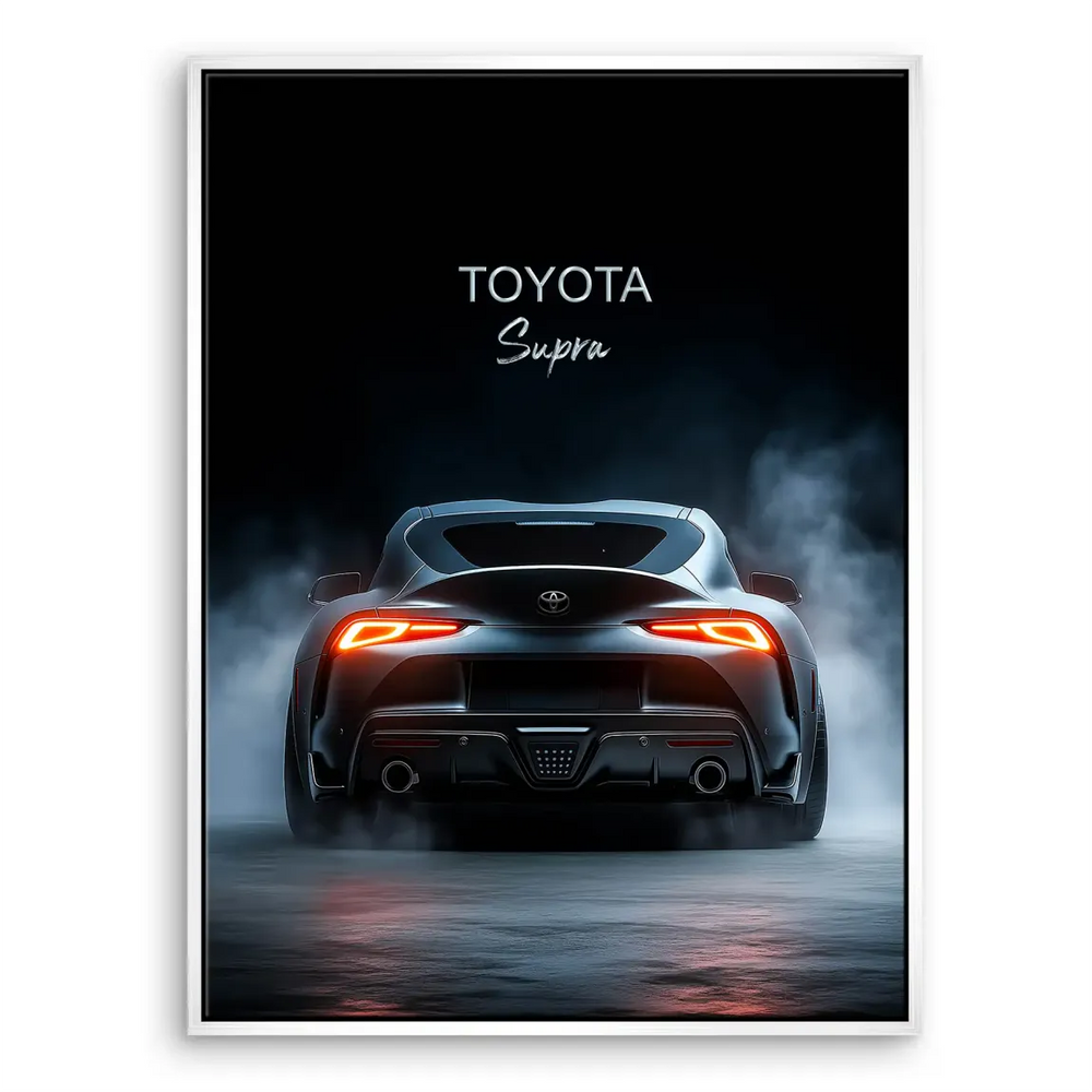 Toyota Supra automotive canvas wall art in portrait orientation.