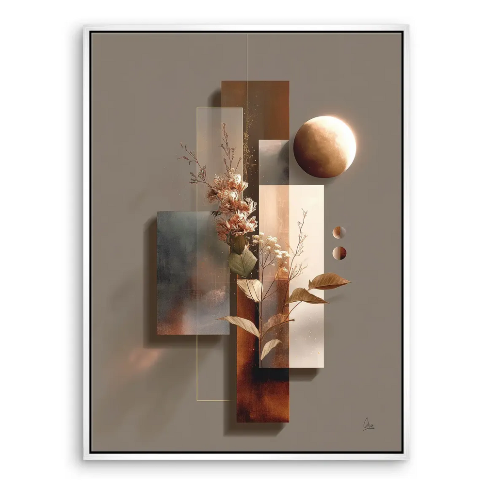 Celestial Bloom Harmony canvas framed as a single panel abstract wall art.