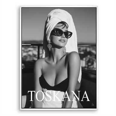 Travel-inspired fashion wall art with an urban city view