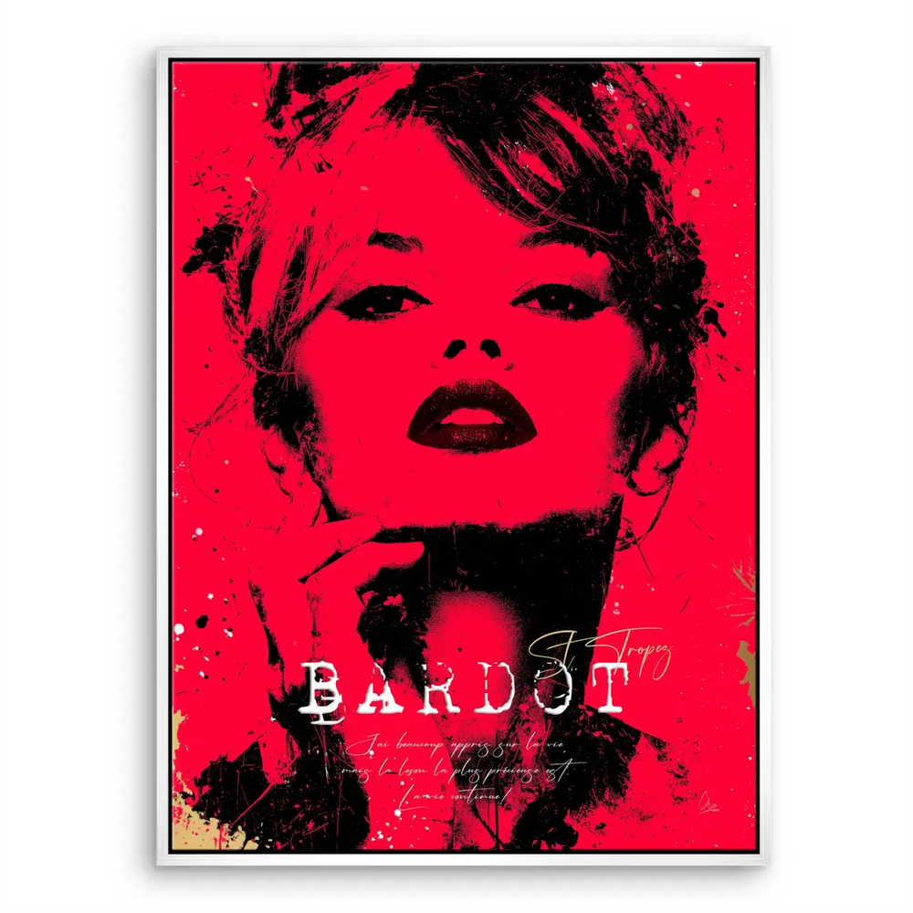 Brigitte Bardot Red Pop Art Canvas Wall Art - Image 8