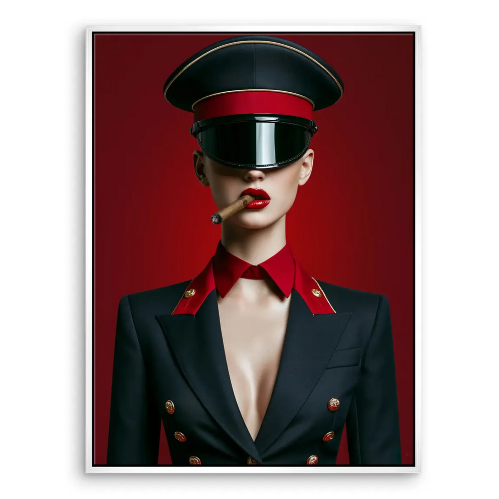 Striking canvas wall art highlighting confidence and sophistication in red.