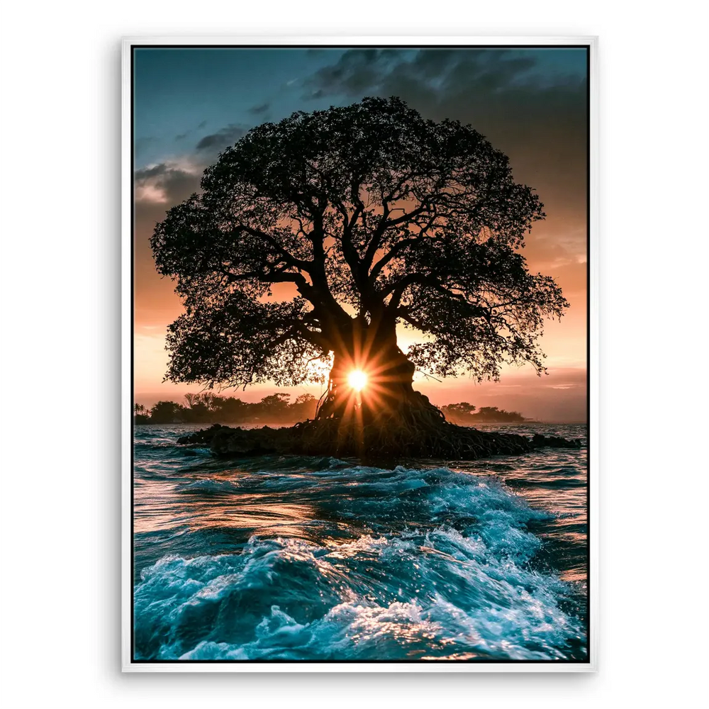 Sun Tree Canvas Art: Sunset Landscape with Silhouetted Tree - Image 7