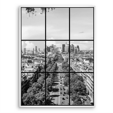 Elegant Paris cityscape canvas print blending historic and contemporary architecture for wall art.