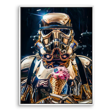 Bold, humorous statement piece suitable for game rooms and media rooms.